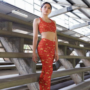 Legging Padrão Chinês Tradicional de Sinais Digitais de Ra