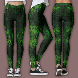 Legging Padrão Cibernético Abstrato | Plasma Preto e Lima