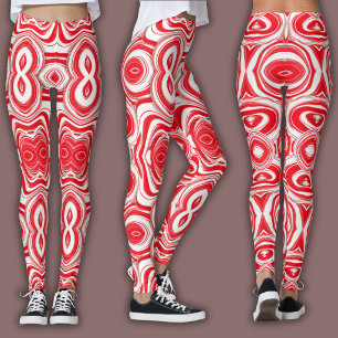 Legging Padrão Cibernético Abstrato Vermelho/Branco Hipn