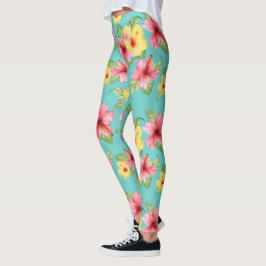 Legging Padrão Cinematográfico Floral Moderno do Hibiscus