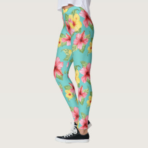 Legging Padrão Cinematográfico Floral Moderno do Hibiscus 
