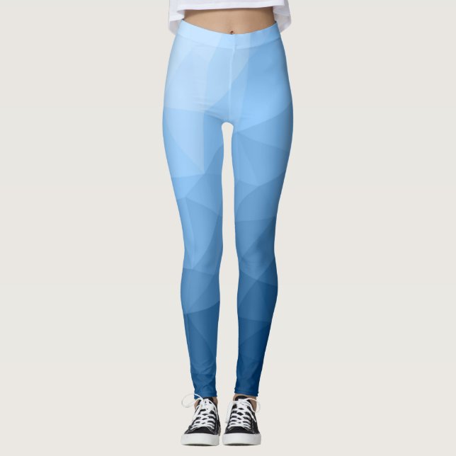 Legging Padrão clássico azul geométrico de malha (Frente)
