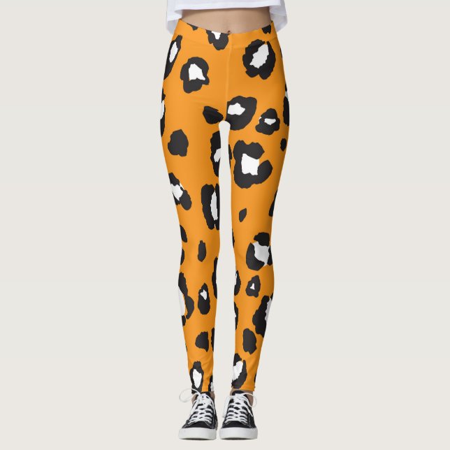 Legging Padrão Clássico de Impressão Leopardo (Frente)