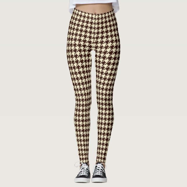 Legging Padrão Clássico de Ivory Pepita Houndstooth (Frente)