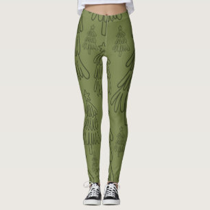 Legging Padrão clássico de Natal de Natal de Vintage (1)