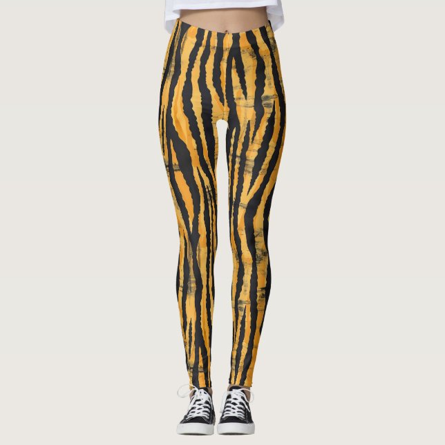 Legging Padrão Clássico de Stripes de Tigre (Frente)
