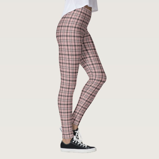 Legging Padrão Clássico Xadrez Rosa Preto (Direita)