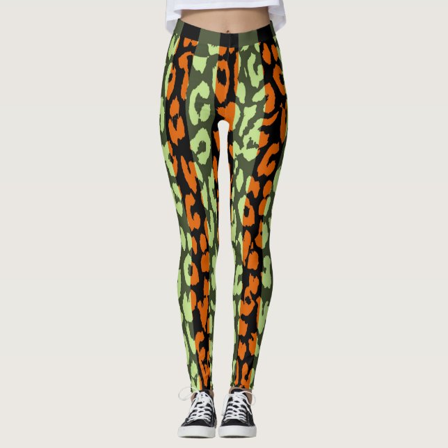 Legging Padrão Colorido da Pele Leopardo #13 (Frente)