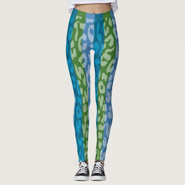 Legging Padrão Colorido da Pele Leopardo #14 (Frente)