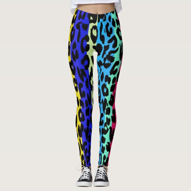 Legging Padrão Colorido da Pele Leopardo #23 (Frente)