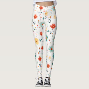 Legging Padrão Colorido das Flores Cutis