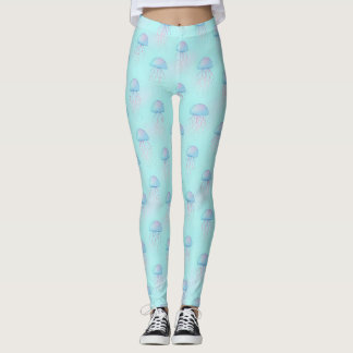Legging Padrão Colorido de Água-Viva – Vida Marinha Subaqu