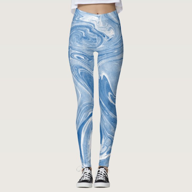 Legging Padrão Colorido de Arte Marble. (Frente)