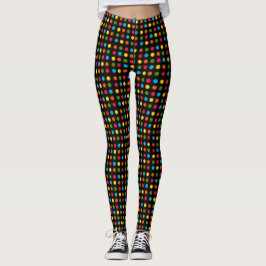 Legging Padrão colorido de Bolinhas pequena em preto