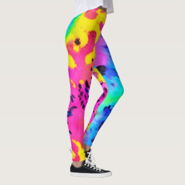 Legging Padrão Colorido de Cheetah Tye Dye