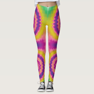 Legging Padrão colorido de coloração de gravata retrora