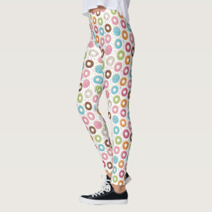Legging Padrão Colorido de Donuts Retrô Festa Divertida Mi