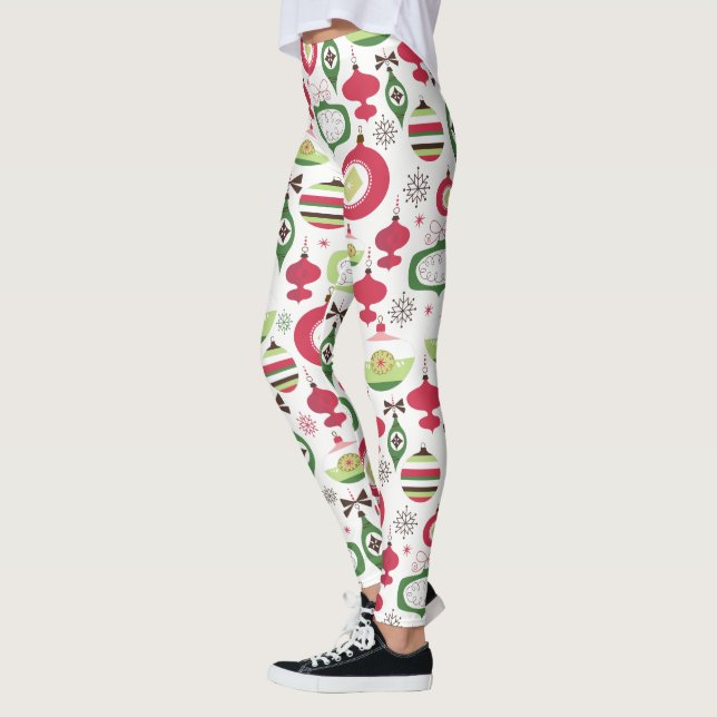 Legging Padrão Colorido de Enfeites de natal Art-Deco (Esquerda)
