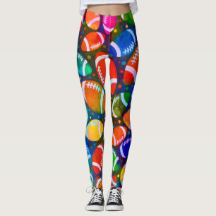 Legging Padrão Colorido de Futebol Americano