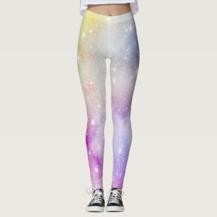 Legging Padrão Colorido de Galáxia Arco-íris