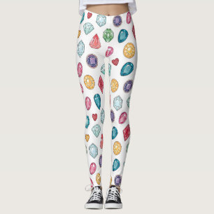 Legging Padrão Colorido de Pedras Preciosas (3)