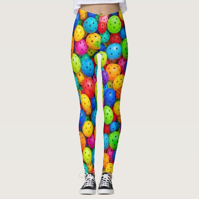 Legging Padrão Colorido de Pickleball (Frente)