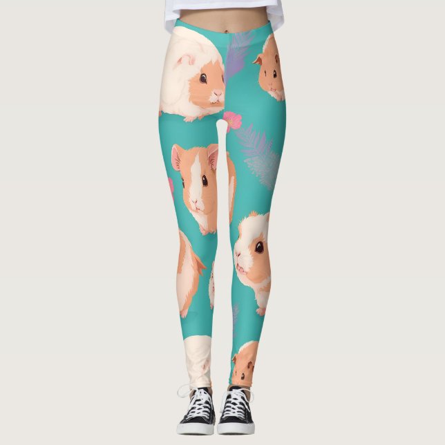 Legging Padrão Colorido do Suíno da Guiné Abissínia (Frente)