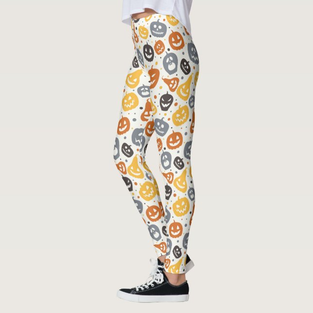 Legging Padrão Colorido Jack-O'-Lanterna Rostos (Esquerda)