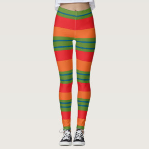 Legging padrão colorido listrado horizontal