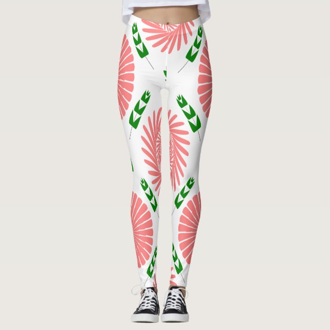 Legging padrão com flores rosa (Frente)
