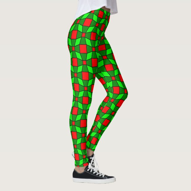 Legging Padrão Complexo Vermelho e Verde (Direita)