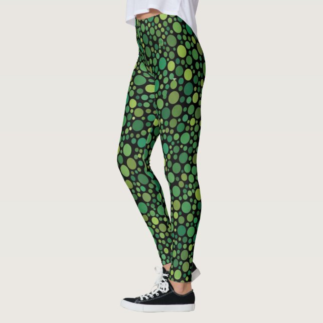 Legging Padrão contínuo de bolinhas verde esmeralda em pre (Esquerda)