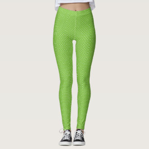 Legging Padrão contínuo de bolinhas verde-limão brilhante