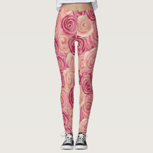 Legging Padrão contínuo de brilho com redemoinho de rosa c