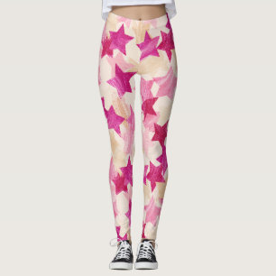Legging Padrão contínuo de estrela em rosa desgastado