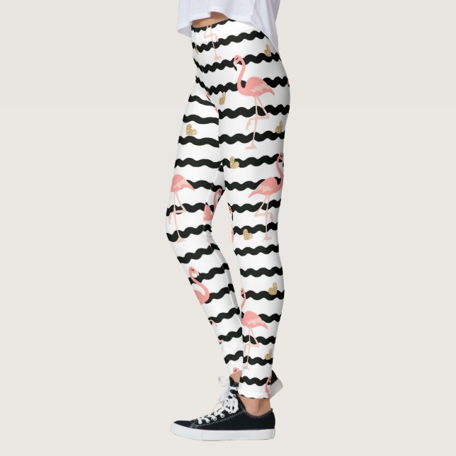 Legging Padrão contínuo de flamingo rosa fofo (Esquerda)