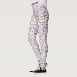 Legging Padrão contínuo de flores silvestres minimalista e
