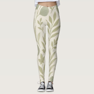 Legging Padrão contínuo de fluxo botânico Ioga de luxo