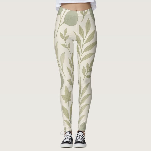 Legging Padrão contínuo de fluxo botânico | Ioga de luxo  (Frente)