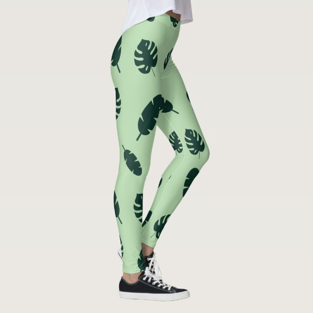 Legging Padrão contínuo de folhas de Monstera e palmeiras  (Direita)