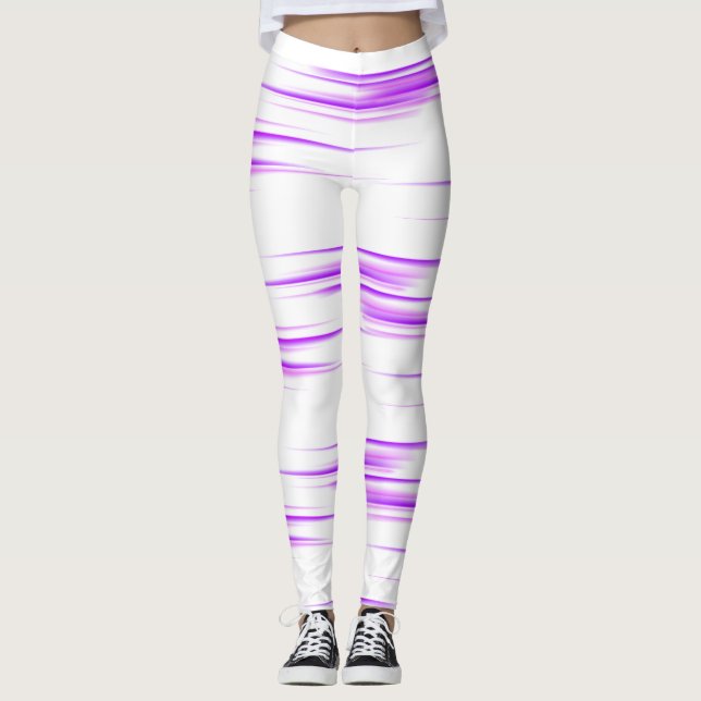 Legging Padrão contínuo de movimento roxo neon (Frente)