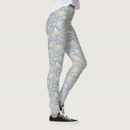 Legging Padrão contínuo de pássaros e flores em estilo chi