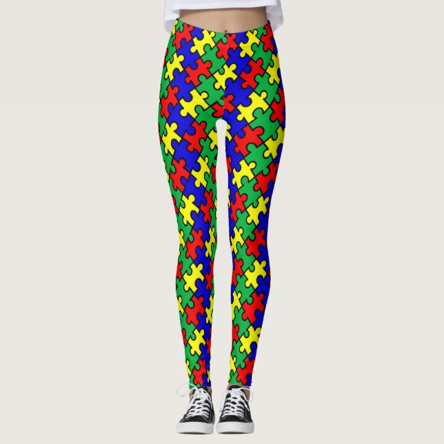 Legging Padrão contínuo de quebra-cabeça (Frente)
