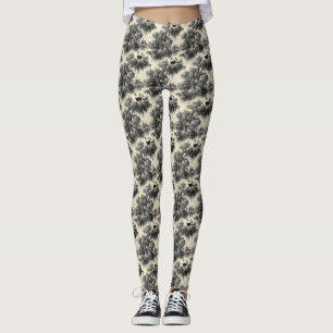 Legging Padrão contínuo de Toile de Jouy gravado vintage