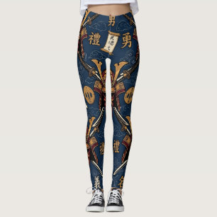 Legging Padrão contínuo de virtudes do código Bushido dos 