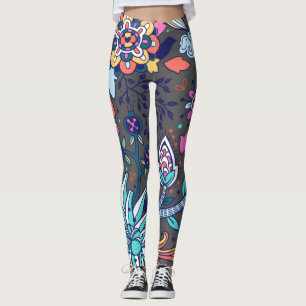Legging Padrão contínuo floral e glamoroso Primavera fofo