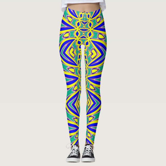 Legging Padrão contínuo multicolorido "Ratti_Creative_Arts (Frente)