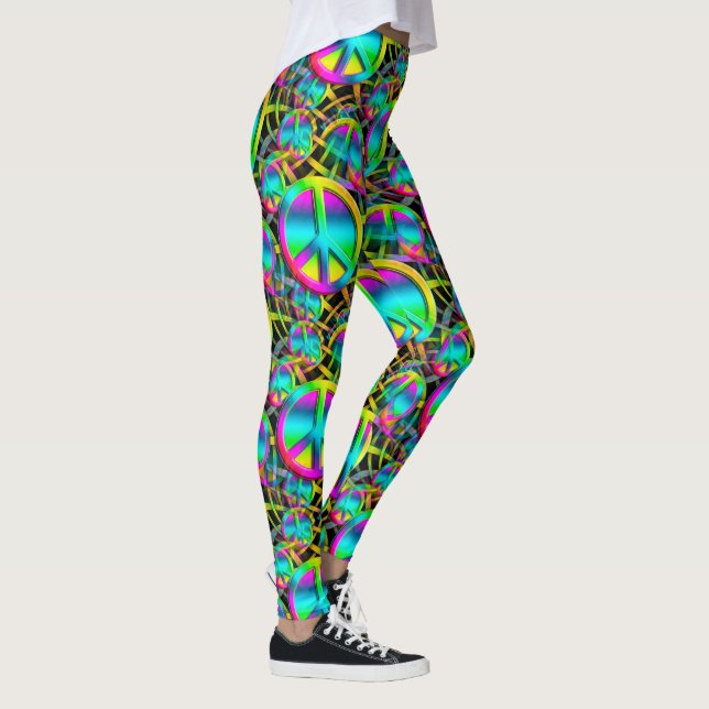 Legging Padrão contínuo PEACE colorido + suas ideias (Direita)