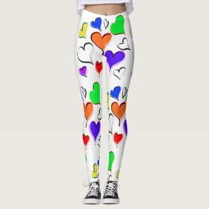 Legging Padrão Corações Arco-Íris