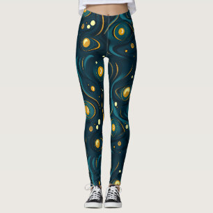 Legging Padrão Cósmico Abstrato escuro